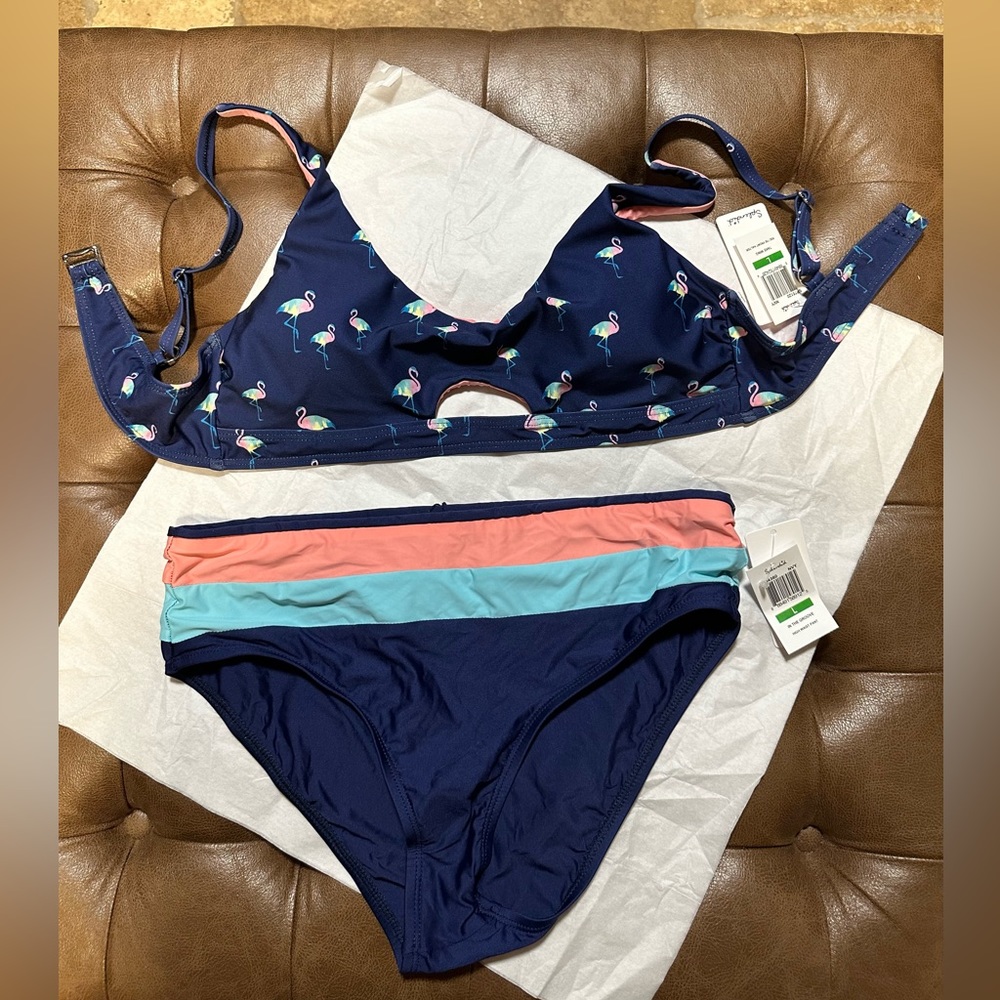 NWT Splendid Bikini High Rise Bottoms and Flamingo Top Size Large